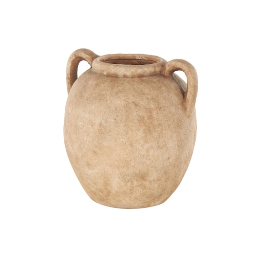 10.5" Copper Ceramic Antique Style Textured Vase with Handles